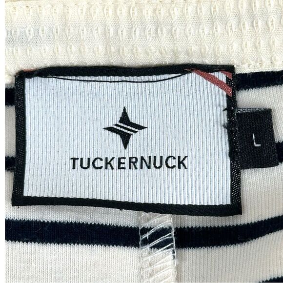 Tuckernuck Cream Black Striped Ashton Polo Collared Shift Mini Dress Size Large - Picture 4 of 7